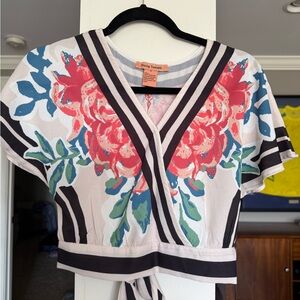 Flying Tomato Vibrant Floral Crop Top - Red, Blue, Green